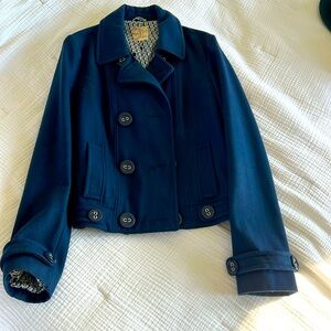 Tulle Navy Blue Pea Coat